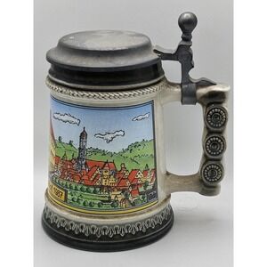 Vintage‎ Gerzit Gerz West Germany Beer Stein Schadenhof 1987 Pewter Lid 6"